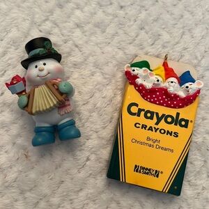 Vintage Collectible Crayola Crayons Ornament Snowman Ornament